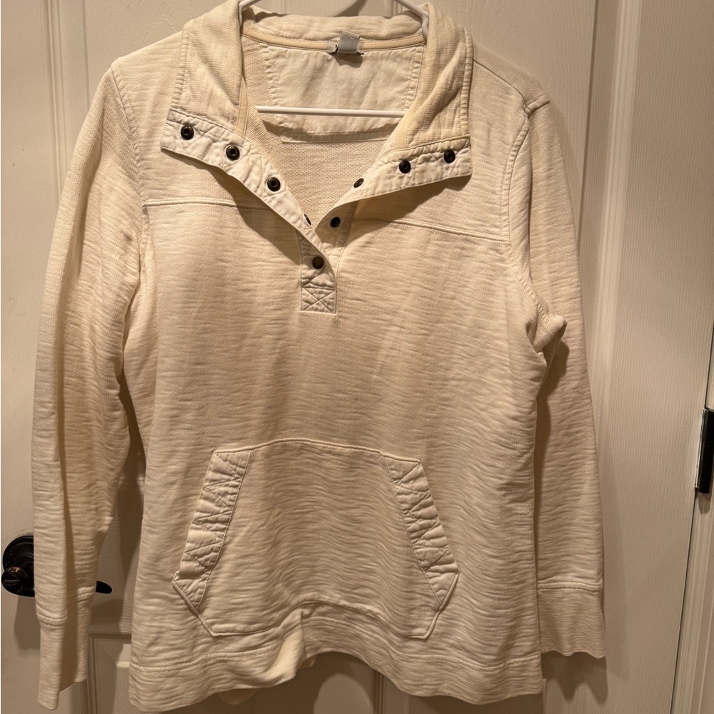 Vintage Large Quarter Button L.L. Bean Cream‎ Pullover